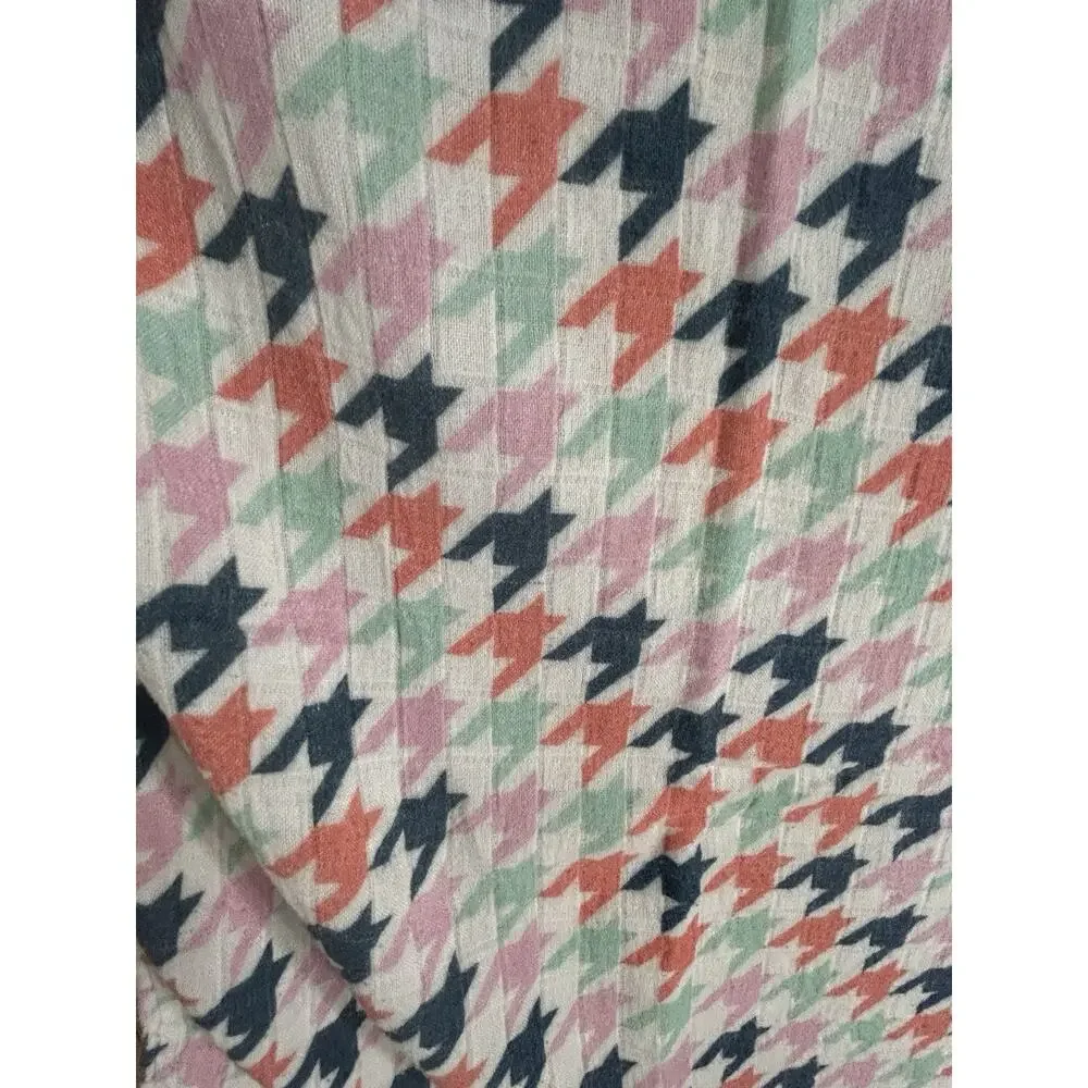 Tula Houndstooth Muslin Bamboo Baby Blanket Orange Pink Navy Blue Mint Green